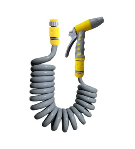 Plasyay Spiral Veranda Araç Yıkama Bahçe Sulama 2 Fonksiyonlu Bay-Tec Başlıklı Set 3 Metre (Gri)
