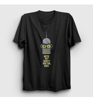 Presmono Unisex Siyah Bite Robot Bender Futurama T-Shirt 306161tt