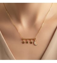 XUPİNG JEWELRY ZİRKON TAŞLI AY YILDIZ KOLYE (Sarı)