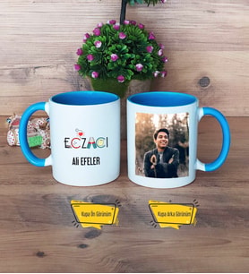 Eczacı Kupa Bardak Mavi Fotoğraflı Eczacıya Hediye Eczacılar Günü Hediyesi