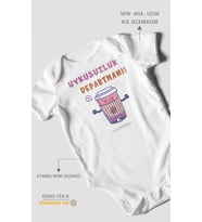 Uykusuzluk Departmanı Baskılı Bebek Zıbını – Çıtçıtlı Body  %100 Pamuk Kısa Kol (Beyaz)