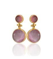 Kadir Jewellery 22 Ayar Altın Kaplama Kadın Taşlı Küpe -El İşçiliği Ve Hipoalerjenik Küpe