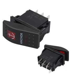 Çapa Irgatı Sembollü Yaylı Işıksız 4 Pinli On-Off 12-24V Marin Switch