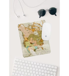 Vintage Harita Çizimli Bilek Destekli Dikdörtgen Mouse Pad Mouse Altlığı.