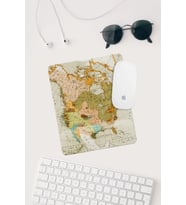 Vintage Harita Çizimli Bilek Destekli Dikdörtgen Mouse Pad Mouse Altlığı.