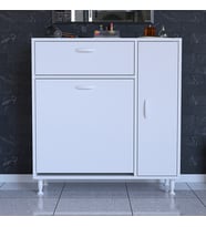MODİLAYN Yenice Çok Amaçlı Banyo Dolabı 2 Kapaklı Kirli Çamaşır Sepetli Banyo Dolabı 90 x 97.5 x32 cm