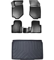 Rizline Peugeot 208 2020 Sonrası Uyumlu 3D Havuzlu Paspas  + Bagaj Havuzu Set (Siyah)