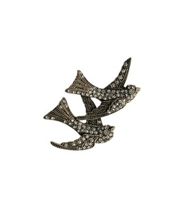 Aşina Gümüş - Elmas Montür Swarovski Kuş Broş Sevgiliye Hediye