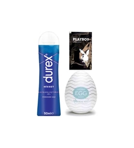 Durex Hisset Pürüzsüz Zevkler 50 ml Jel + Egg Wavy Erkeklere Cep Tipi Mastürbatör + Hediye