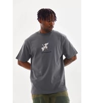 Unisex Baskılı Oversize T-Shirt - Füme