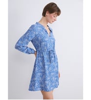 LCW Comfort Mavi Kaçık Yaka Çiçekli Mini Elbise