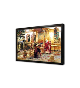 Camii Avlusu İnsanlar Çerçeveli Mdf Tablo