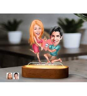 BK Gift Kişiye Özel Sevgili Karikatürlü Dekoratif 3D Biblo LED Işıklı Gece Lambası-17, Sevgiliye Hediye, Yıl Dönümü Hediyesi