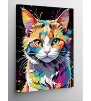 Kanvas Tablo Renkli Kedi