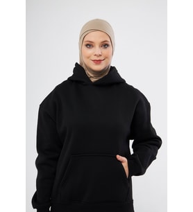 Bej Pratik Hazır Geçmeli Bone Viskon Çapraz Sporcu Hijab 2110_12
