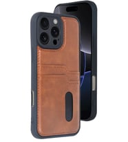 iPhone 16 Pro Max Kılıf Sara Kartvizitli Deri Kılıf - Taba