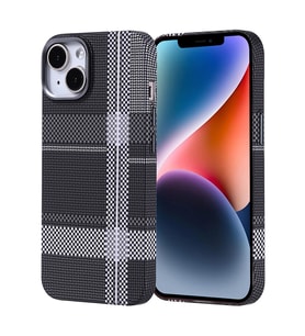 Lexroo iPhone 14 Kılıf M-safe Şarj Özellikli Karbon Fiber Görünümlü Nekst Kılıf - Gri-Siyah