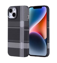 Lexroo iPhone 14 Kılıf M-safe Şarj Özellikli Karbon Fiber Görünümlü Nekst Kılıf - Gri-Siyah