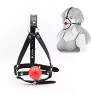 Head Bondage Gag Mouth Ball Kafa Çene Bağlama Tasması Nefes Alabilir Deri Kemerli Fetiş Ağız Topu