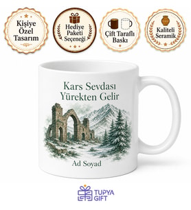 Kars Taraftarına Yeşil Beyaz Sarıkamış Karları Ani Harabeleri Kupa Bardak Hediye