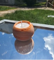 Turuncu Mum - El Yapımı Alçı Kase Ve Kokulu Mum - Fresh Aromalı