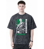 Roronoa Zoro One Piece Anime Baskılı Unisex Oversize Eskitme Yıkamalı Tişört