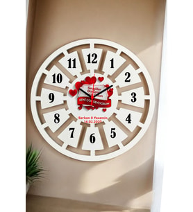 Sevgiliye Hediye Duvar Saati 40cm 039 (Beyaz)