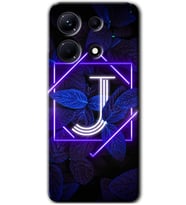 İnfinix Note 30 Pro Kılıf HD Desen Baskılı Kılıf - Dark Neon Yaprak J Harfi