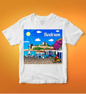 Bodrum Tasarımlı Tişört (Beyaz)