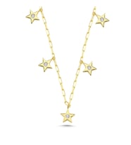 Taşlı Yıldızlar  Altın Kaplama Kolye KLY20 (Gold)