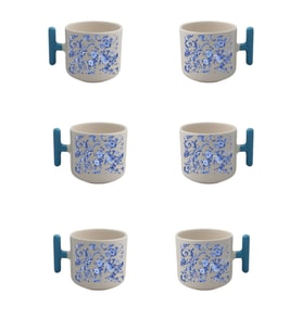 Mavi Şal Desenli T Kulplu 6 Lı Fincan Set Fincan Modeli
