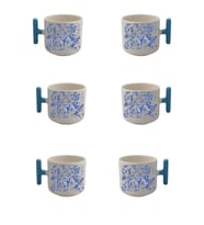 Mavi Şal Desenli T Kulplu 6 Lı Fincan Set Fincan Modeli