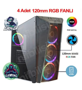 NW 02D 4 Adet Kumandalı RGB Işıklı Fanlı Oyuncu Gamer Bilgisayar Kasası Temper Camlı