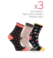 Miorre 3l ü Bayan Soket Çorabı (Çok Renkli-Multı)