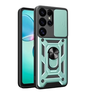 Samsung Galaxy S25 Ultra Kılıf Pars Lens Yüzüklü Silikon - Yeşil