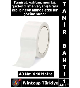 Uzun Ömürlü Su Nem Küfe Dayanıklı Çok Amaçlı BEYAZ Montaj Onarım Tamir Bantı 48 Mm X 10 Metre