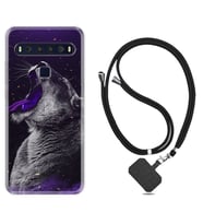 TCL 10L 10 Plus 10SE 20E 20SE 30 L7 Kılıf Boyun Askılı Silikon Purple Leopar 1750