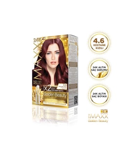 MAXX DELUXE Golden 24K Altın Içerikli Saç Boyası 4.6 Kestane Kızılı 2 Boyama