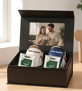 Kişiye Özel Premium İsimli Çelik Termos Seti, Tek Kullanımlık Filtre Kahve, 2'li Termos, Kahve Seti, Seyahat Termosu Çiftlere Özel İsimli/Kişiye Özel Çelik Termos Seti