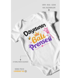 Dayısının Ballı Prensesi Kısa Kollu Bebek Body %100 Pamuk