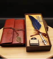 Divit Tüylü Kalem & Defter Seti (Lacivert)