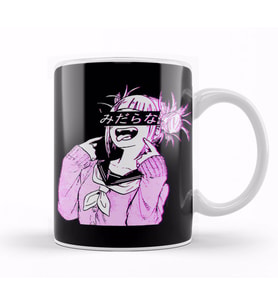 Waifu Anime Neko Vaporwave   Glitch Manga Girl Kupa Bardak Porselen