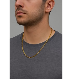 Altın Renk İnce Ataç Unisex Çelik Kolye - 3360