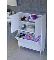 Eliusta Miretta Üst Bölme Kapaklı Altı Kirli Sepetli Dolap 100 cm Genişlik Beyaz 100x138x32,5 cm Dolap