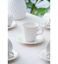 Acar PORWM-06188 Regina Gold 6lı Çay Fincanı Takımı (Beyaz)