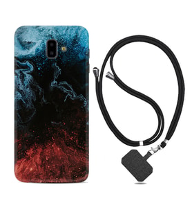 Samsung J6 Plus J7 Prime J7 Pro M20 Kılıf Boyun Askılı Silikon Red Blue Black Abstact 1386