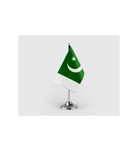 Pakistan İslam Cumhuriyeti Tekli Saten Masa Bayrağı Seti