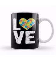 National Cute Autism Awareness Love Colorful Puzzle Heart Kupa Bardak Porselen