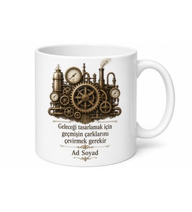 Steampunk Mekanik Dişli Çark Buhar Makinesi Kupa Bardak Özel Tasarım Hediye