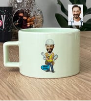 Kişiye Özel Karikatürlü İnşaat Mühendisi Lüks Pastel Fincan Mühendisler Günü Hediyesi
